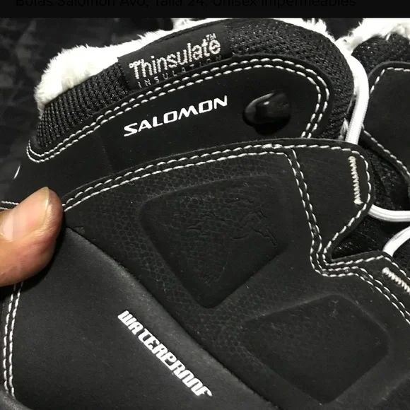 Salomon Black Waterproof Boots with White Accents - Picture 4 of 7